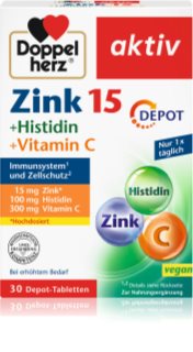 Doppelherz Zink 15 + Histidin + Vitamin C Tabletten zur Unterstützung des Immunsystems 54 g