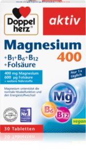 Doppelherz Magnesium 400 + B1 + B6 + B12 + Folsäure Tabletten trägt zur normalen Funktion des Nervensystems bei 60 g