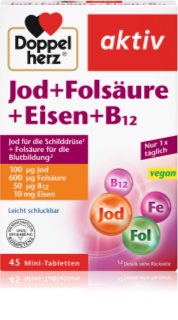 Doppelherz Jod + Folsäure + Eisen + B12 Tabletten für die richtige Schilddrüsenfunktion 42 g