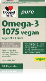 Doppelherz pure Omega - 3 1075 vegan Kapseln für eine normale Herz- und Hirnfunktion 80 Kapseln