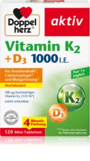 Doppelherz Vitamin K2 + D3 1000 I.E. Tabletten für die normale Funktion des Immunsystems, gesunde Knochen und Muskelaktivität 82 g