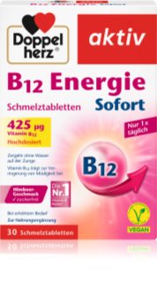 Doppelherz B12 Energy Lutschtabletten zur Unterstützung der Immunität, gegen Müdigkeit und Erschöpfung Geschmack Raspberry 22 g