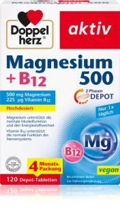 Doppelherz Magnesium 500 + B12 Tabletten trägt zur normalen Funktion des Nervensystems bei 268 g