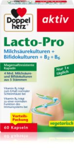 Doppelherz Lacto-Pro Milchsäurekulturen + Bifidokulturen + B2 + B6 Kapseln zum Schutz der Darmflora 60 Kapseln