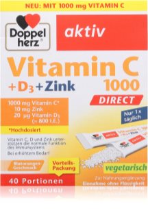 Doppelherz Vitamin C 1000 + D3 + Zink Sackerl zur Unterstützung des Immunsystems, für schöne Haut und Nägel 64 g