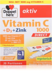 Doppelherz Vitamin C 1000 + D3 + Zink Säckchen zur Unterstützung des Immunsystems, schöner Haut und Nägel