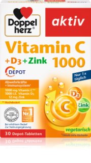 Doppelherz Vitamin C 1000 + D3 + Zink Tabletten zur Unterstützung des Immunsystems, für schöne Haut und Nägel