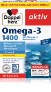 Doppelherz Omega - 3 1400 Kapseln für eine normale Herz- und Hirnfunktion 80 g