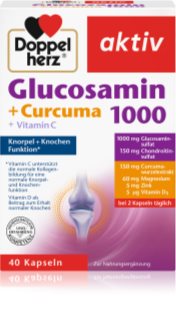 Doppelherz Glucosamin 1000 + Curcuma + Vitamin C Kapseln für eine gesunde Knorpel- und Knochenfunktion 72 g