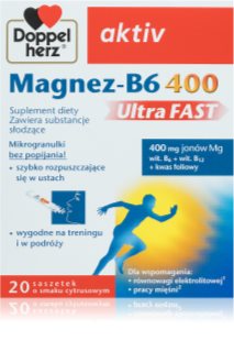 Doppelherz active Magnez-B6 UltraFAST 400 saszetki dla redukcji zmęczenia i wyczerpania 20 szt.