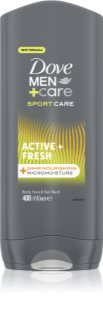 Dove Men+Care Active + Fresh gel de duche para corpo e rosto 400 ml