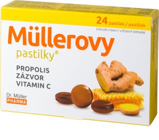 Dr. Müller Müllerovy pastilky® propolis, zázvor a vitamín C pastilky na podporu imunitného systému 24 ks
