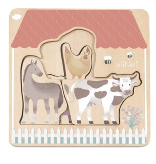 eliNeli Wooden Puzzle Farm Puzzle aus Holz 12m+ 7 St.