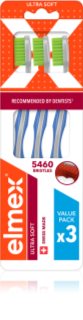 Elmex Swiss Made Ultra Soft Toothbrushes Yellow + Blue + White 3 pc