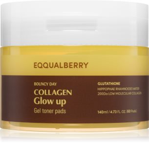 EQQUALBERRY Collagen Glow Up Gel Toner Pads tonizirajoče blazinice za osvetlitev kože 60 kos