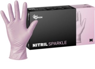 Espeon Nitril Sparkle Pearlescent Pink nitrilové nepudrované rukavice