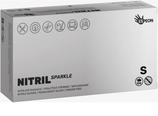 Espeon Nitril Sparkle Pearlescent Silver nitrile powder-free gloves size S 2x50 pc
