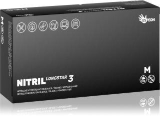 Espeon Nitril Longstar3 Black nitrile powder-free gloves size M 2x50 pc