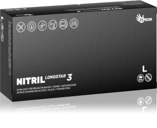 Espeon Nitril Longstar3 Black nitrile powder-free gloves size L 2x50 pc