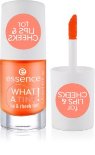 essence WHAT A TINT! róż w płynie i błyszczyk do ust odcień 03 Peachy Vibes 4.9 ml