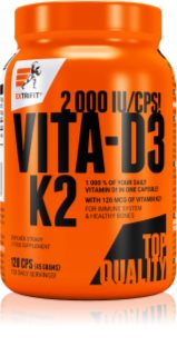 Extrifit Vita D3-K2 2000 IU kapsuly na podporu správneho vstrebávania vápnika a fosforu 120 cps