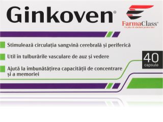 FarmaClass Industry Ginkoven capsule pentru susținerea funcției creierului și îmbunătățirea memoriei 40 caps.