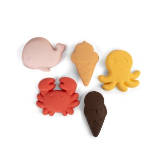 FILIBABBA Silicone Sand Toys Peach Mix Fürdőjátékok 5 db