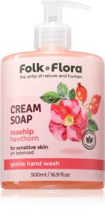 Folk & Flora Rosehip & Hawthorn кремове рідке мило для чутливої шкіри 500 мл
