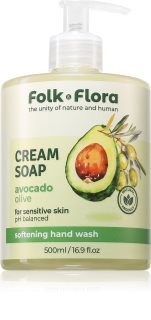Folk & Flora Avocado & Olive рідке мило для чутливої шкіри 500 мл