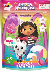 Gabby's Dollhouse Colour Bath Tabs farebné šumivé tablety do kúpeľa 3y+ 9x16 g