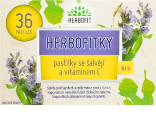 Galmed Herbofitky šalvěj + vitamín C pastilky proti bolesti v krku, suchému kašli a chrapotu 36 ks