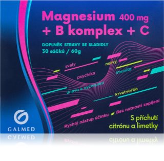 Galmed Magnesium + B-komplex + Vitamín C sáčky pro normální činnost nervové soustavy 30 ks