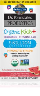 Garden of Life Dr. Formulated Organic Kids + Probiotics + Vitamin C & D žvýkací měkké tobolky pro podporu imunitního systému příchuť Watermelon 30 tbl