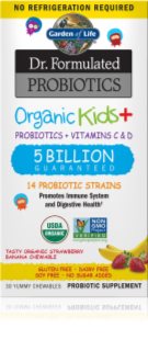 Garden of Life Dr. Formulated Organic Kids + Probiotics + Vitamin C & D žvýkací měkké tobolky pro podporu imunitního systému příchuť Strawberry & Banana 30 tbl