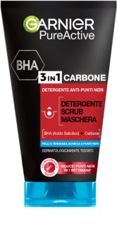 Garnier Pure Active maschera nera per il viso contro punti neri e acne al carbone attivo 3 in 1