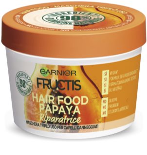 Garnier Fructis Papaya Hair Food mascarilla revitalizante para cabello dañado 3 en 1 390 ml