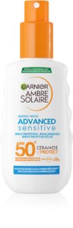 Garnier Ambre Solaire Sensitive Advanced loción solar en spray con ceramidas SPF 50+ 150 ml