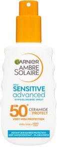 Garnier Ambre Solaire Sensitive Advanced védő napozótej spray formában SPF 50+ az érzékeny bőrre 150 ml