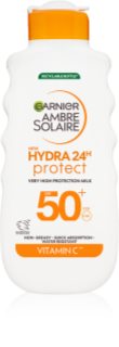 Garnier Ambre Solaire Hydra 24h schützende Sonnenmilch mit feuchtigkeitsspendender Wirkung SPF 50+ 175 ml
