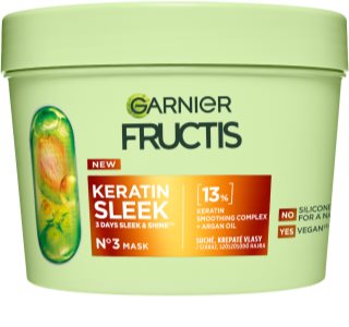 Garnier Fructis Keratin Sleek Masca de par pentru păr uscat și deteriorat 370 ml