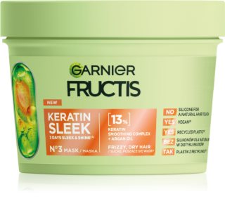 Garnier Fructis Keratin Sleek Hårmaske Med keratin og arganolie 370 ml