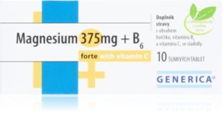 Generica Magnesium 375mg+B6 forte +vitamin C šumivé tablety šumivé tablety s vysokým obsahom horčíka 10 tbl