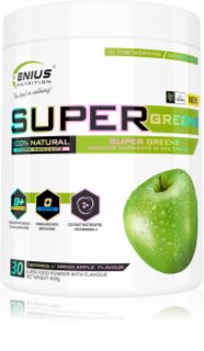Genius Nutrition Super Greens pulbere favorizează detoxifierea organismului aroma Green Apple 300 g