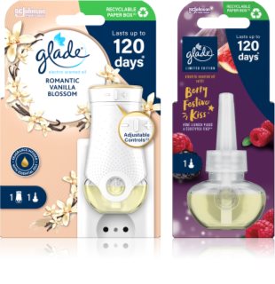 GLADE Electric scented oil Romantic Vanilla Blossom + Berry Festive Kiss vorteilhafte Packung 3 St.