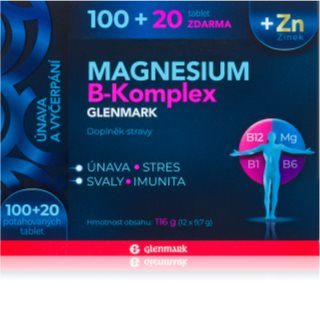 Glenmark Magnesium B-komplex + Zn tablety pro podporu imunitního systému