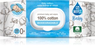 GoWipes Baby 100% Cotton Biodegradable lingettes douces pour bébé pour peaux sensibles 0+ 50 pcs