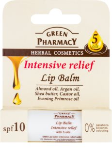 Green Pharmacy Lip Care bálsamo hidratante intensivo para lábios SPF 10 sem silicones, parabenos e corantes 3.6 g