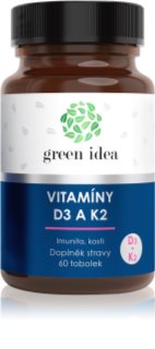 Green Idea Vitamíny D3 a K2 tobolky pro normální funkci imunitního systému, stav kostí, zubů a činnost svalů 60 cps