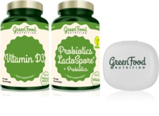 GreenFood Nutrition Probiotics Lactospore® with Prebiotics + Vitamin D3 Set zur Verdauungsförderung