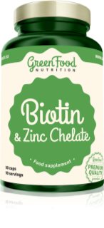 GreenFood Nutrition Biotin & Zinc Chelate kapsuly pre krásne vlasy a pokožku 90 cps